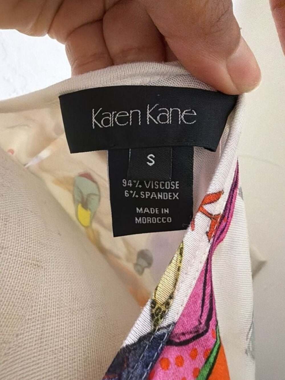 Karen Kane Women's Multi Shoe Print Stretch Jersey Handkerchief Tank Dress S - Picture 5 of 5